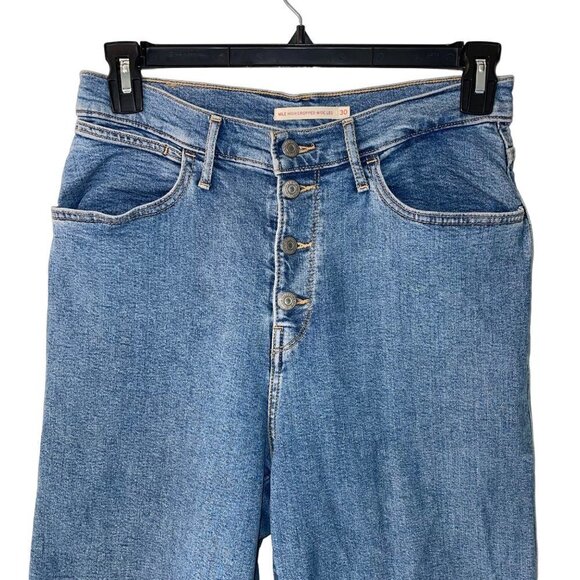 Levi's Womens Mile Jeans Size 30 Blue High Rise Wide Leg Cropped Cotton Blend - Picture 6 of 14